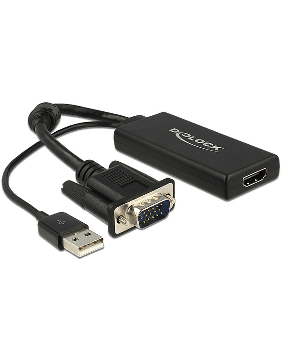 DeLOCK 0.25m VGA+USB2.0-A/HDMI 0,25 m VGA (D-Sub) + USB Noir