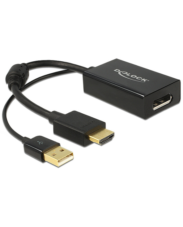 DeLOCK 0.245m HDMI+USB2.0-A/DisplayPort 0,254 m HDMI + USB Noir