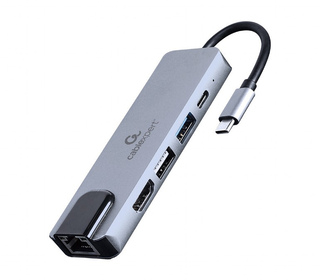 Gembird A-CM-COMBO5-04 station d'accueil Avec fil USB 3.2 Gen 1 (3.1 Gen 1) Type-C Argent