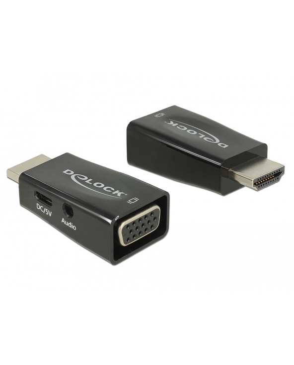 DeLOCK 65901 changeur de genre de câble HDMI A VGA & 3.5 mm Audio Noir