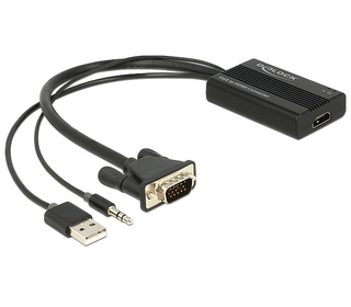 DeLOCK 62597 câble vidéo et adaptateur 0,25 m HDMI Type A (Standard) VGA (D-Sub) + 3.5mm + USB Type-A Noir