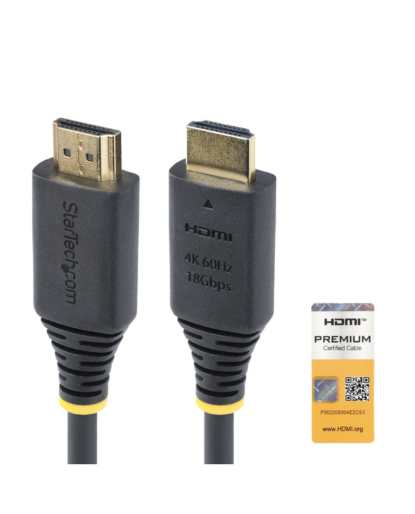 StarTech.com Câble HDMI Haut Débit de 2m Certifié Premium, 4K 60Hz/1440p 144Hz, HDR10/HDCP 2.2/ARC, 18Gbps, Cordon HDMI 2.0 UHD 