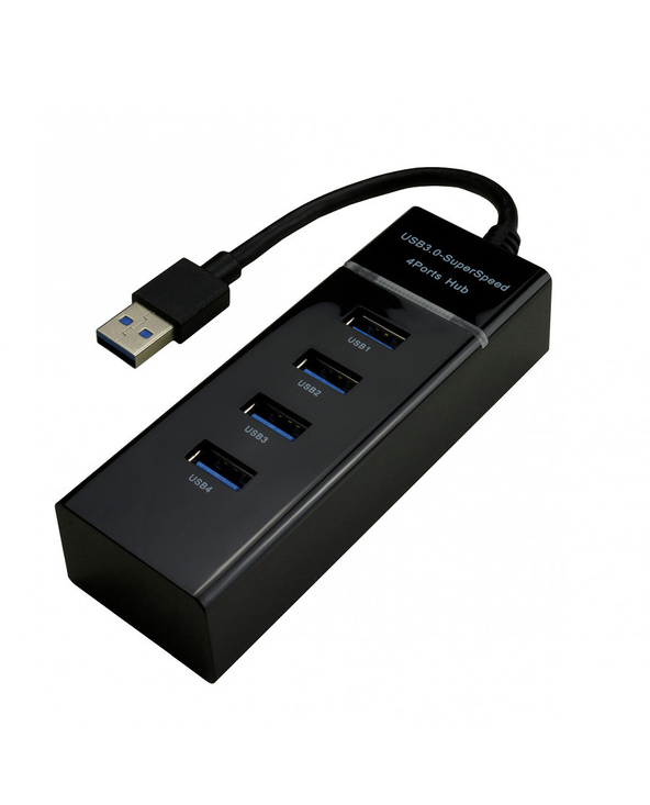 MCL 4 ports USB 3.0 hub - Black USB 3.2 Gen 1 (3.1 Gen 1) Type-A 5000 Mbit/s Noir