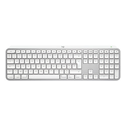 Logitech MX Keys S for Mac clavier Bureau RF sans fil + Bluetooth AZERTY Français Aluminium, Blanc