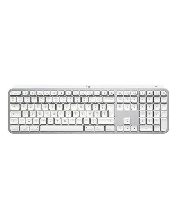 Logitech MX Keys S for Mac clavier Bureau RF sans fil + Bluetooth AZERTY Français Aluminium, Blanc