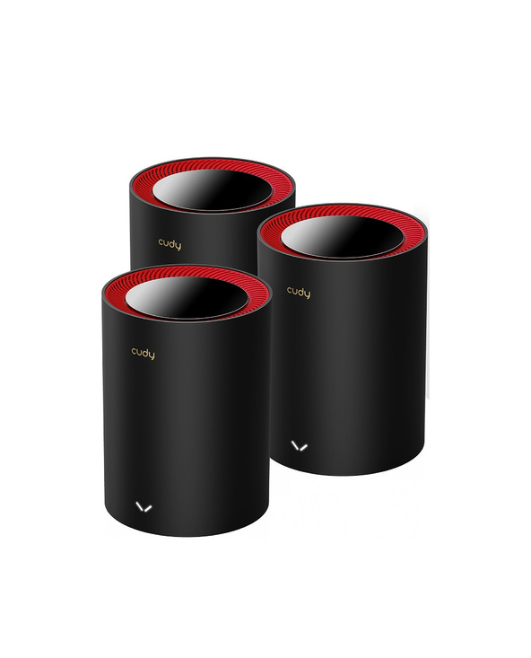 Cudy M3000 3-Pack Bi-bande (2,4 GHz / 5 GHz) Wi-Fi 6 (802.11ax) Noir, Rouge 1 Interne