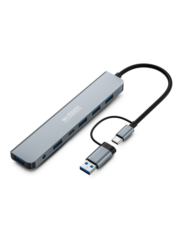 Urban Factory MHC70UF station d'accueil Avec fil USB 3.2 Gen 1 (3.1 Gen 1) Type-A + Type-C Gris