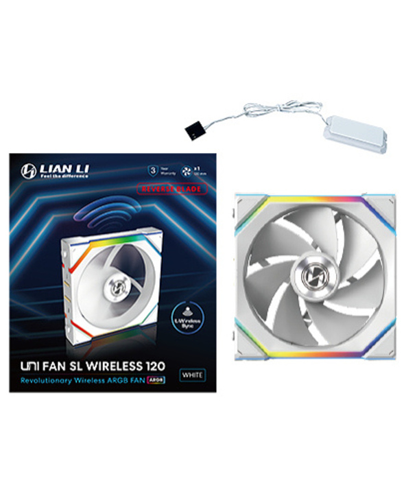 Lian Li UNI FAN SL Wireless 120 Reverse Blade Boitier PC Ventilateur 12 cm Blanc 1 pièce(s)