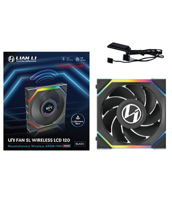 Lian Li UNI FAN SL Wireless LCD 120 Reverse Blade Boitier PC Ventilateur 12 cm Noir 1 pièce(s)