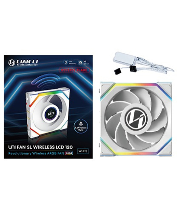 Lian Li UNI FAN SL Wireless LCD 120 Reverse Blade Boitier PC Ventilateur 12 cm Blanc 1 pièce(s)