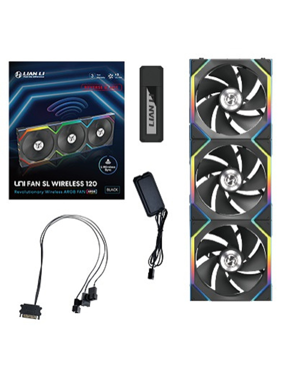 Lian Li UNI FAN SL Wireless 120 Reverse Blade Boitier PC Ventilateur 12 cm Noir 3 pièce(s)