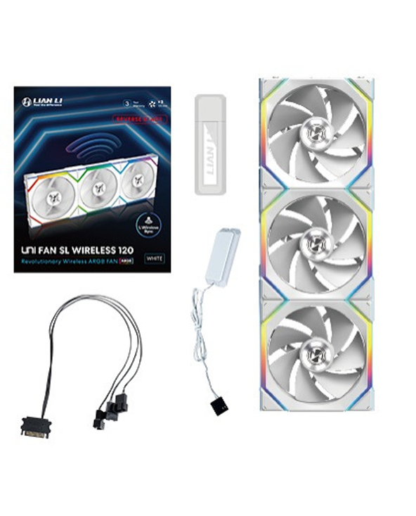 Lian Li UNI FAN SL Wireless 120 Reverse Blade Boitier PC Ventilateur 12 cm Blanc 3 pièce(s)