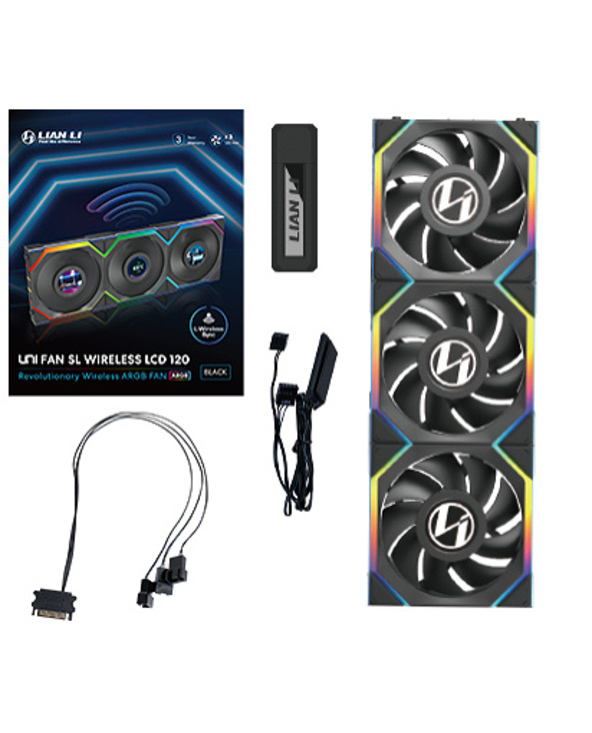 Lian Li UNI FAN SL Wireless LCD 120 Boitier PC Ventilateur 12 cm Noir 3 pièce(s)