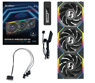 Lian Li UNI FAN SL Wireless LCD 120 Reverse Blade Boitier PC Ventilateur 12 cm Noir 3 pièce(s)