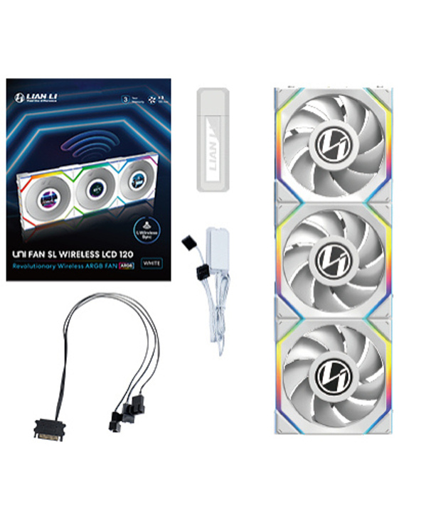 Lian Li UNI FAN SL Wireless LCD 120 Boitier PC Ventilateur 12 cm Blanc 3 pièce(s)
