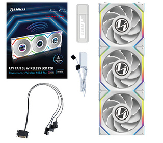 Lian Li UNI FAN SL Wireless LCD 120 Reverse Blade Boitier PC Ventilateur 12 cm Blanc 3 pièce(s)