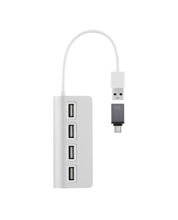 T'nB HUBSLIM4 USB 2.0 480 Mbit/s Blanc