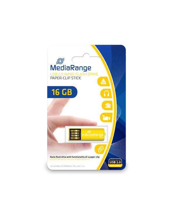 MediaRange MR976 lecteur USB flash 16 Go USB Type-A 2.0 Jaune