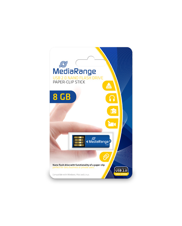 MediaRange MR975 lecteur USB flash 8 Go USB Type-A 2.0 Bleu