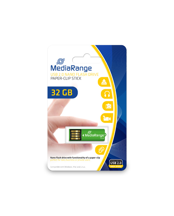 MediaRange MR977 lecteur USB flash 32 Go USB Type-A 2.0 Vert