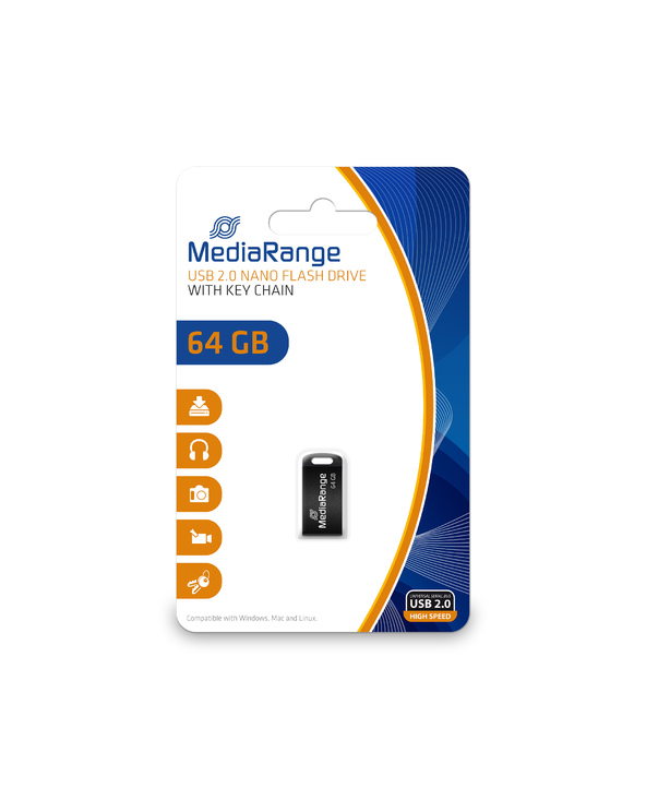 MediaRange MR923 lecteur USB flash 64 Go USB Type-A 2.0 Noir