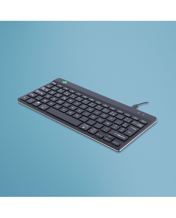 R-Go Tools Clavier ergonomique R-Go Compact Break, clavier compact avec logiciel de pause,AZERTY (FR), Filaire, noir