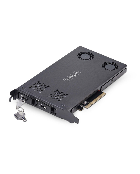 StarTech.com Double Baie M.2 NVMe SSD vers PCIe x8 avec Plateau Amovible, Bifurcation PCIe requise, Installation sans Outils, PC