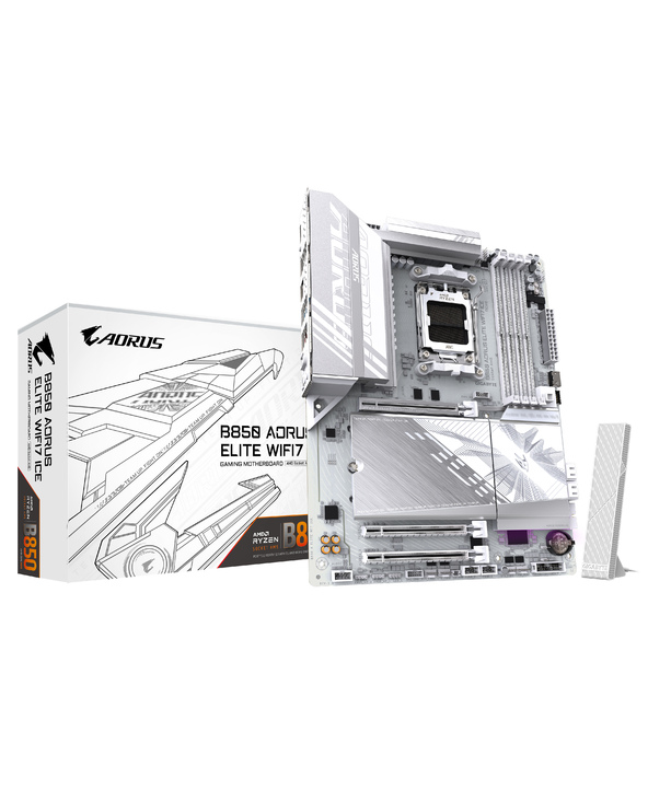 GIGABYTE B850 AORUS ELITE WIFI7 ICE Carte Mère - AMD Ryzen 9000 Series CPUs, VRM numérique 12+2+1 phases, jusqu'à 8200MHz DDR5 (
