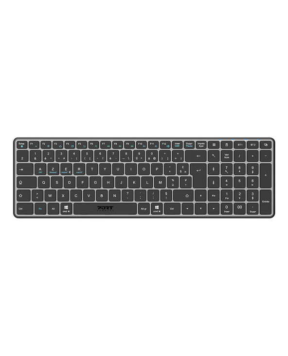 Port Designs 911002FR clavier maison/bureau RF sans fil + Bluetooth AZERTY Français Noir, Gris