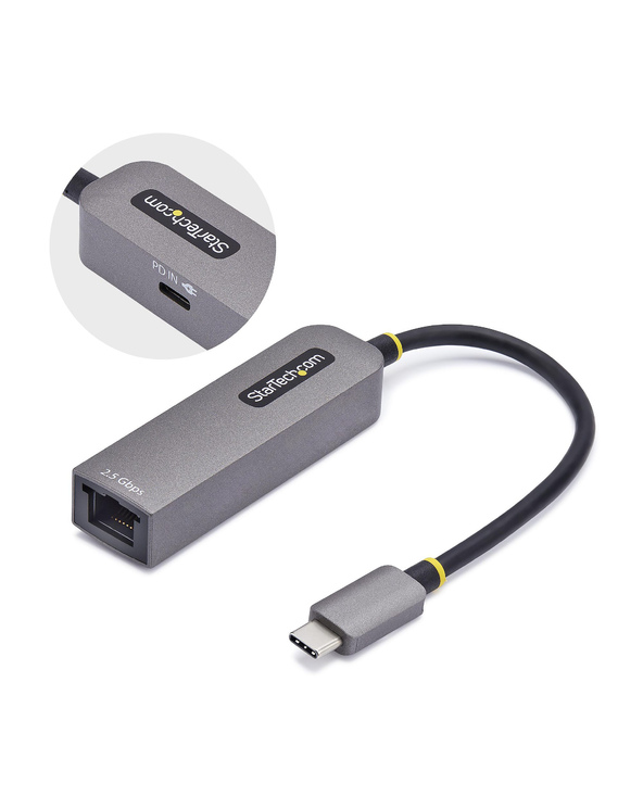 StarTech.com Adaptateur USB-C 2.5GbE vers Ethernet, 100W PD Pass-Through, NBASE-T NIC, Réseau USB 3.0 Type-C 2.5/1G Multi Speed,