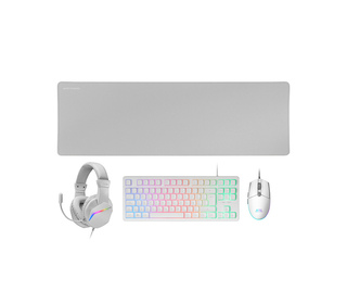 Mars Gaming MCP-RGB3W clavier Souris incluse Jouer USB Français Blanc