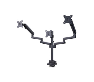 StarTech.com Support de Bureau pour 3 Écrans 27", VESA 75x75/100x100, Bras Articulé Réglable sans Outils, Pince en C/Passe-Fil, 