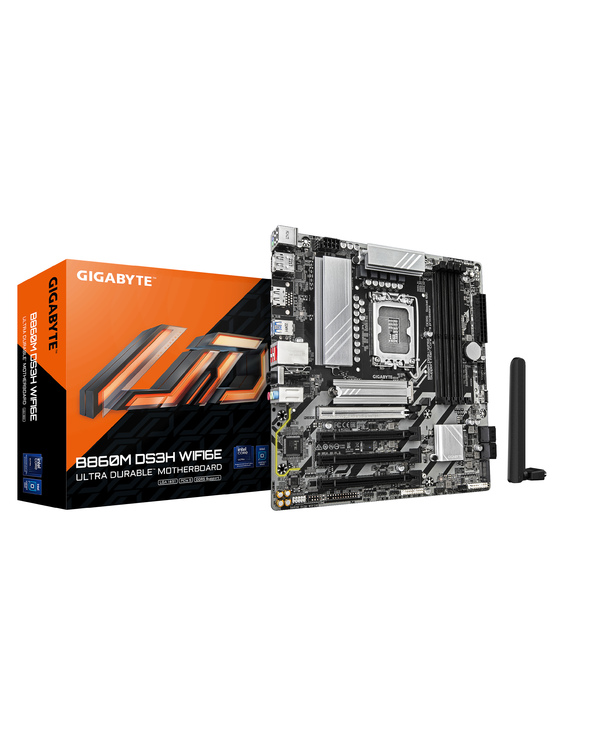 GIGABYTE B860M DS3H WIFI6E Carte mère - Processeurs Intel Core Ultra, VRM 5+1+2+1 phases, jusqu'à 9066MHz DDR5, 1xPCIe 5.0 + 1xP