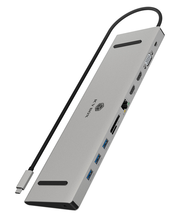 ICY BOX IB-DK2106a-CPD Avec fil USB 3.2 Gen 1 (3.1 Gen 1) Type-C Anthracite, Noir