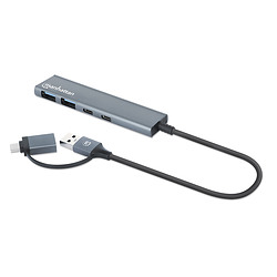Manhattan 181075 hub & concentrateur USB 3.2 Gen 1 (3.1 Gen 1) Type-A + Type-C 5000 Mbit/s Gris