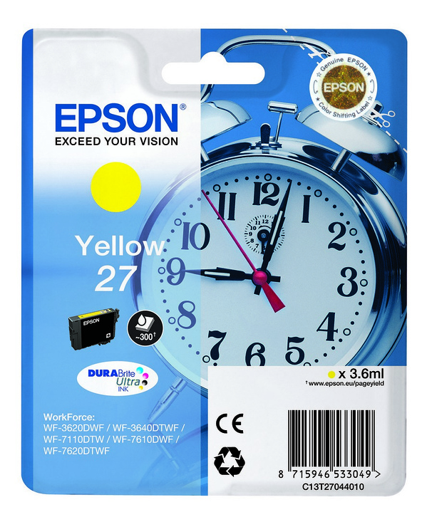 Epson Alarm clock 27 DURABrite Ultra cartouche d'encre 1 pièce(s) Original Jaune