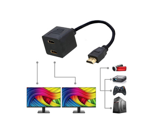 Techly 0.3m HDMI - 2x HDMI M/F câble HDMI 0,3 m HDMI Type A (Standard) 2 x HDMI Type A (Standard) Noir