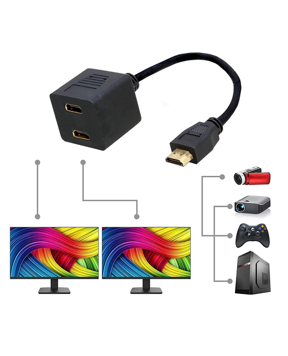 Techly 0.3m HDMI - 2x HDMI M/F câble HDMI 0,3 m HDMI Type A (Standard) 2 x HDMI Type A (Standard) Noir