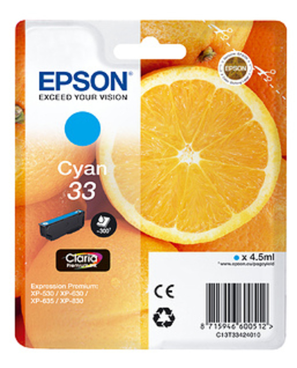 Epson Oranges C13T33424010 cartouche d'encre 1 pièce(s) Original Cyan
