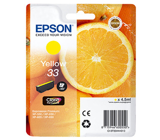 Epson Oranges C13T33444010 cartouche d'encre 1 pièce(s) Original Jaune