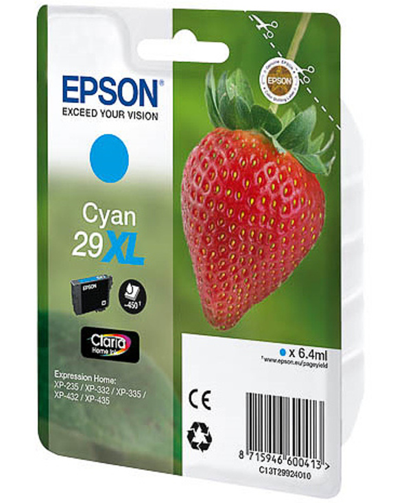Epson Strawberry 29XL C cartouche d'encre 1 pièce(s) Original Rendement élevé (XL) Cyan