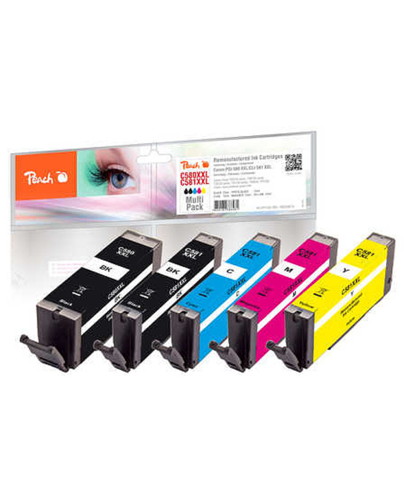 Peach Multipack, XXL compatible avec Canon PGI-580XXL, CLI-581XXL
