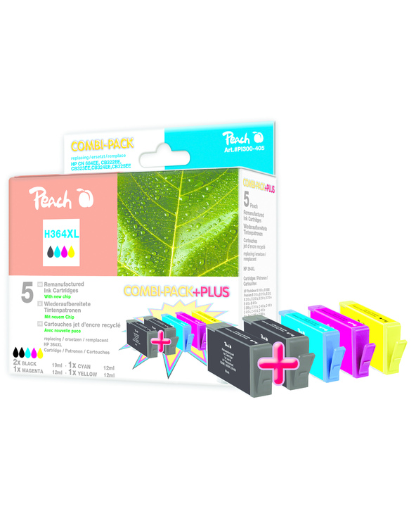 Peach 316405 cartouche d'encre 5 pièce(s) Noir, Cyan, Magenta, Jaune