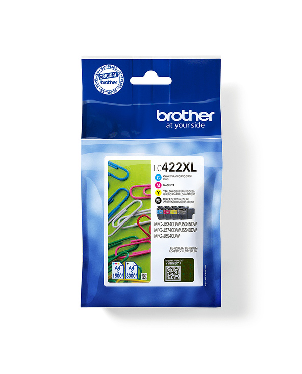 Brother LC422XLVALDR cartouche d'encre 4 pièce(s) Original Noir, Cyan, Magenta, Jaune Brother LC422XLVALDR cartouche d'encre 4 pièce(s) Original Noir, Cyan, Magenta, Jaune