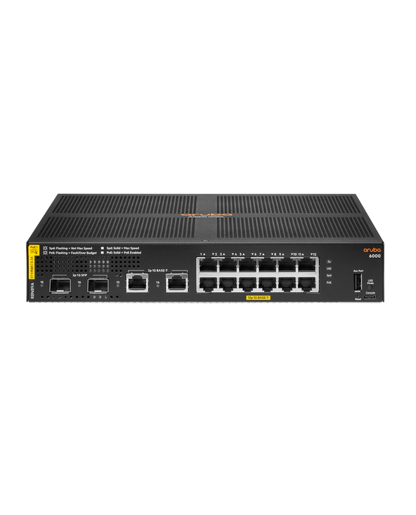 HPE Aruba Networking Aruba 6000 12G Class4 PoE 2G/2SFP 139W Géré L3 Gigabit Ethernet (10/100/1000) Connexion Ethernet, supportan