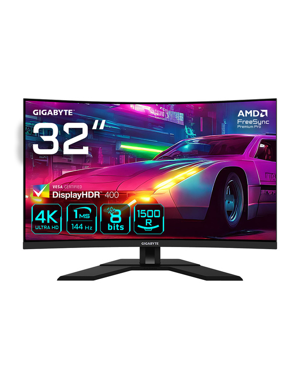 GIGABYTE M32UC MONITEUR DE JEU INCURVÉ 31,5" 4K UHD - 3840 X 2160, 1500R, 144HZ, 1MS, 350 CD/M², FREESYNC PREMIUM PRO, DISPLAY H