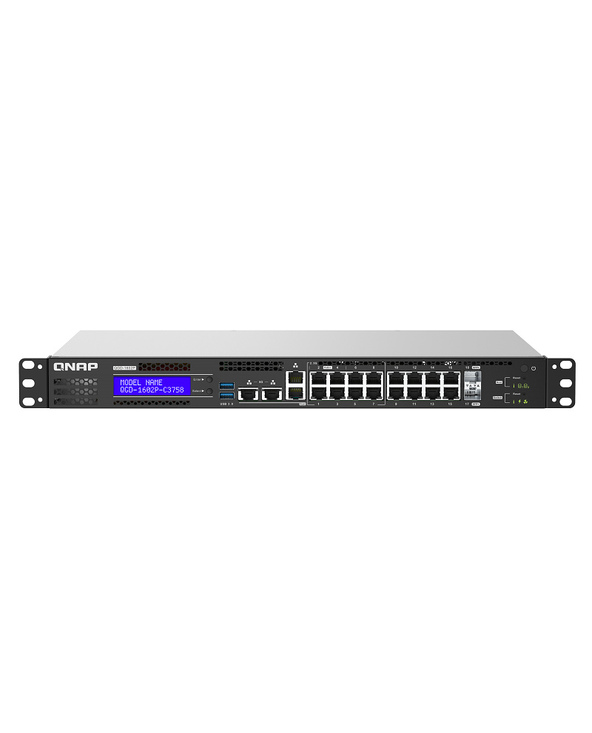 QNAP QGD-1602P Géré L2 Gigabit Ethernet (10/100/1000) Connexion Ethernet, supportant l'alimentation via ce port (PoE) 1U Noir, G