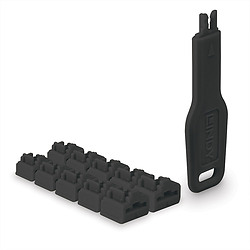 Lindy 47891 bloqueur de port Bloqueur de port + clé RJ-45 Noir Acrylonitrile-Butadiène-Styrène (ABS) 10 pièce(s)