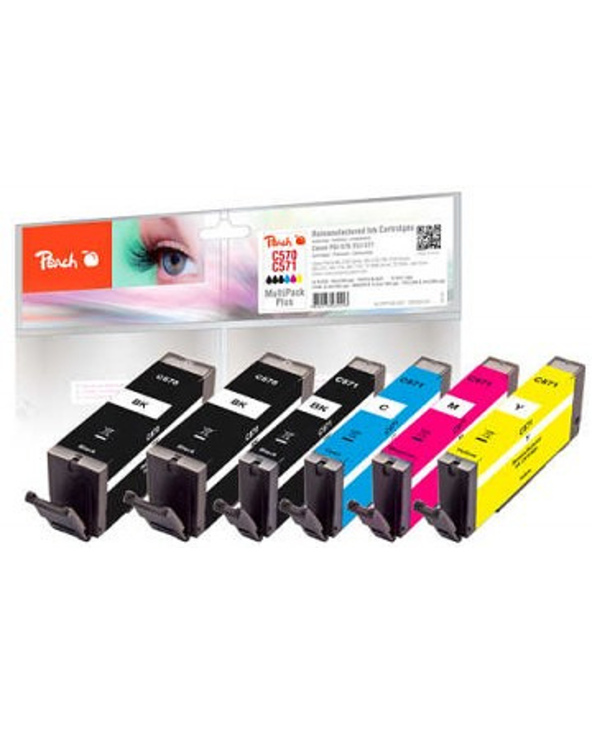 Peach 0F320134 cartouche d'encre 6 pièce(s) Compatible Rendement standard Noir, Cyan, Magenta, Jaune
