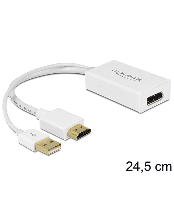 DeLOCK 62496 câble vidéo et adaptateur 0,245 m DisplayPort HDMI + USB Blanc